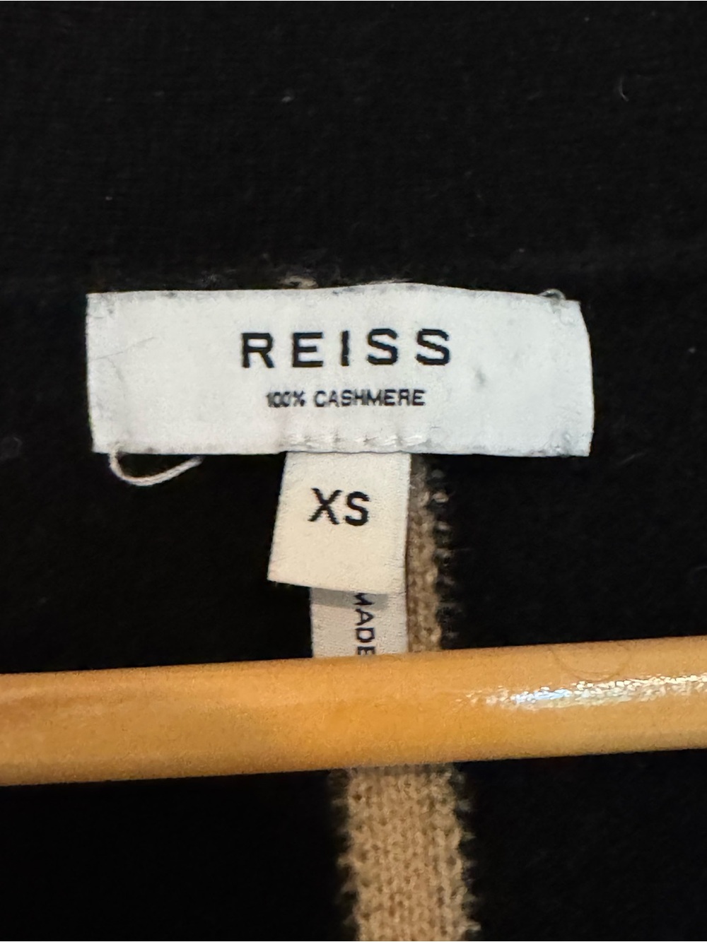 REISS Amber Black Camel Stripe Cashmere Cardigan XS - Picture 2 of 15
